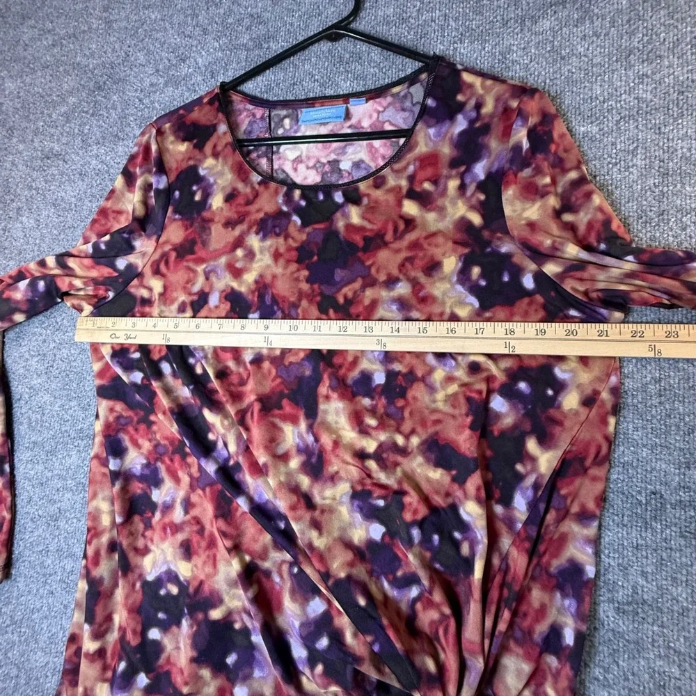 Simply Vera Vera Wang Women XL Abstract Watercolor Twist Front Long Sleeve Top